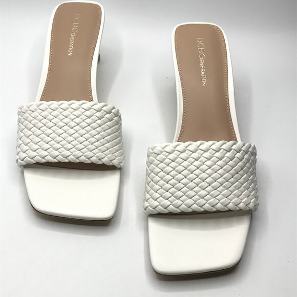 BCBGeneration Womens Kylin GN214010 Braided Heel White 10 New - Picture 2 of 8